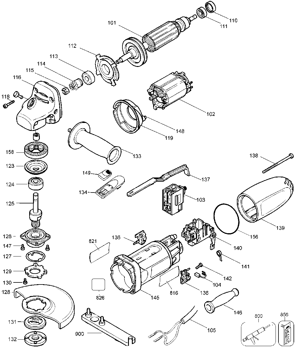 Exploded Diagram A Diagram and Parts List for G750AK Type 3 Black and Decker Angle Grinder